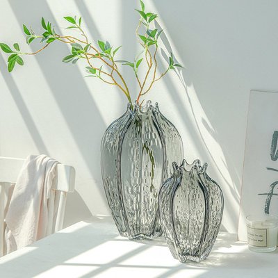 歐式田園透明玻璃花瓶創意簡約插花干花鮮花客廳餐桌輕奢裝飾擺件