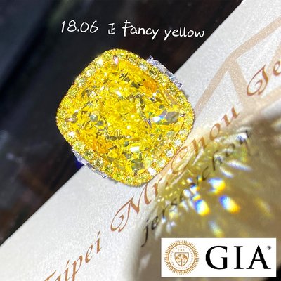 飛飛珠寶店【台北周先生】天然Fancy yellow正黃色鑽石18.06克拉 18K戒墜兩用 VS2 Even 送GIA