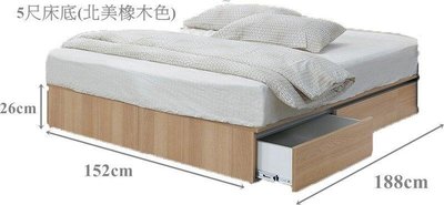【風禾家具】HGS-444-5@EML系統板北美橡木色雙邊雙抽屜5尺雙人床底箱【台中市區免運送到家】床底 台灣製造傢俱