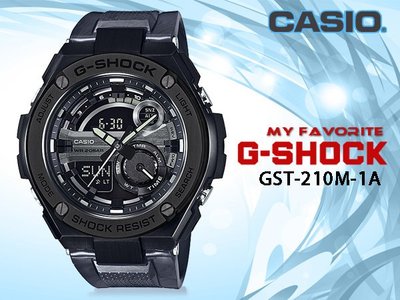 CASIO 卡西歐 時計屋 手錶專賣店 G-SHOCK GST-210M-1A 男錶 雙顯錶 橡膠錶帶 耐衝擊構造 防水