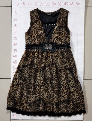 【二手衣櫃】專櫃 YI AIE 設計師品牌 性感飄逸豹紋無袖縮腰長洋裝.禮服 歐風時尚豹紋印花氣質無袖洋裝連身裙 9號