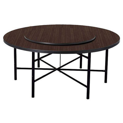 【SA884-4】輕便型胡桃色7尺圓桌(七點剪腳)(附4.5尺轉盤、60cm鋼珠鋁圈)