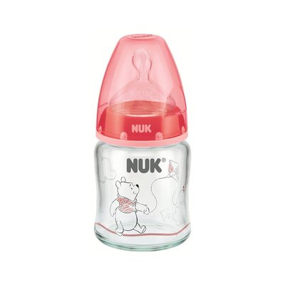 現貨 保溫奶瓶【直營】NUK寬口玻璃迪士尼維尼奶瓶120ml 帶初生型硅膠中圓孔