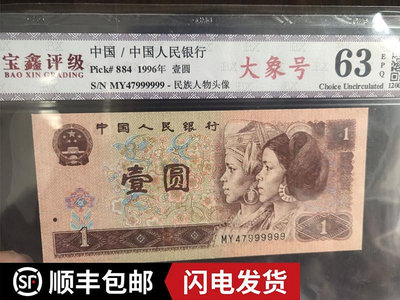 銀幣評級幣大象標第四套人民幣1996年壹元1元961大象號流通靚品