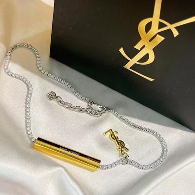 法國奢侈時裝品牌Yves Saint Laurent YSL聖羅蘭水鑽管狀項鍊