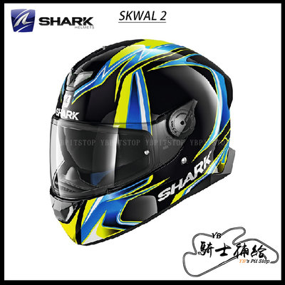 ⚠YB騎士補給⚠ SHARK SKWAL 2 Replica Sykes 黑藍黃 全罩 安全帽 眼鏡溝 內墨片 LED