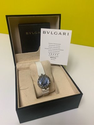皇后精品 寶格麗 手錶 天空藍珍珠母貝 12鑽 白色原廠錶帶  （降價  特價）