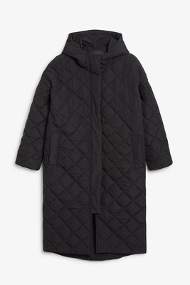 全新現貨 ~ 瑞典品牌 Monki 黑色 oversize長版 絎縫 連帽大衣 (XS)