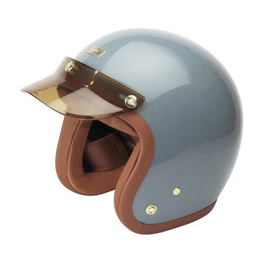 『元成安全帽』ninja復古帽 802 復刻經典騎士帽-藍灰 / 可拆質感內襯 / 送鏡片 帽沿