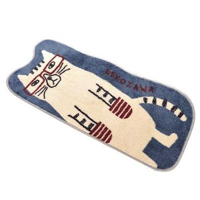 ˙ＴＯＭＡＴＯ生活雜鋪˙日本進口雜貨人氣NEKOZAWA療癒系厭世眼鏡貓咪手插口袋造型長型床邊流理台地墊踏墊(預購)