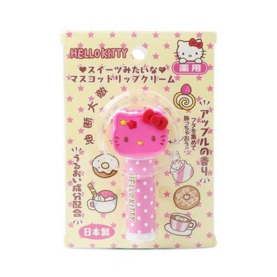 玫瑰默契＊日本進口Hello Kitty保濕護唇膏(蘋果香味)餅乾造型(日本製)特價