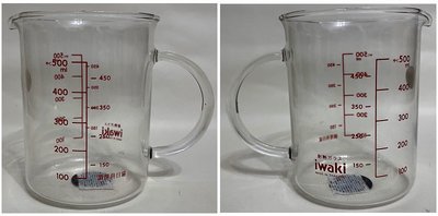 龍廬-自藏出清~玻璃製品-iwaki日本耐熱玻璃把手量杯500ml/只有一個/可微波 把手量杯