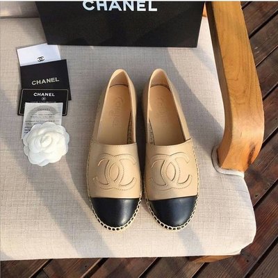 Chanel 小香鉛筆鞋 G29762 New Espadrilles 小羊皮 CC 休閒鞋 駝/黑 現貨