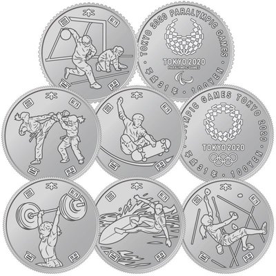 現貨=2020東京奧運會紀念幣6V    日本100元6枚一套硬幣 東京奧運會紀念幣