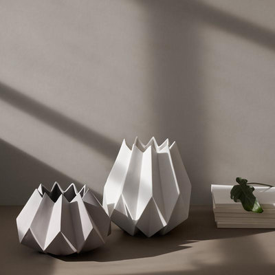 丹麥進口MENU折疊花瓶北歐風簡約陶瓷折紙花盆插花擺件花器