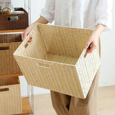 草編藤編收納盒家用大容量衣服收納筐雜物零食玩具整理日式收納箱
