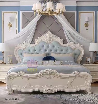 ［糖果家具］KVN818歐式 六尺床 床架 皮床 法式 雙人床 新古典 公主床 韓式