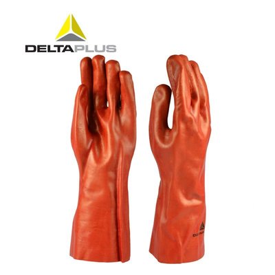 《工安READY購》201735 代爾塔DELTAPLUS 加強硫化防微生物 35cm PVC工作手套 酸鹼輕汙染環境