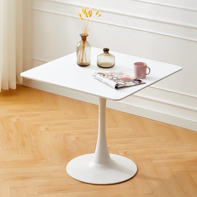 簡約現代家用白色方形餐桌椅實木小戶型飯桌洽談接待陽臺圓桌