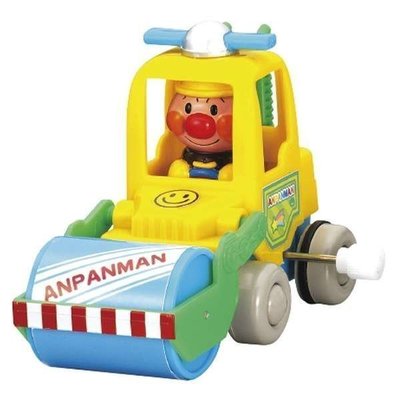 日本進口 麵包超人 Anpanman 工程車 壓路車 發條 玩具