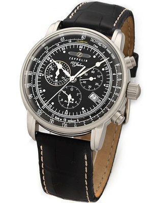 全國最便宜德國製造齊柏林飛船錶Zeppelin三眼測速黑面百年紀念錶
