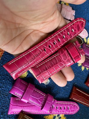 【SUM錶配】沛納海panerai 珠紅色鱷魚壓紋牛皮底 24收22適合44mm 現貨只有2條