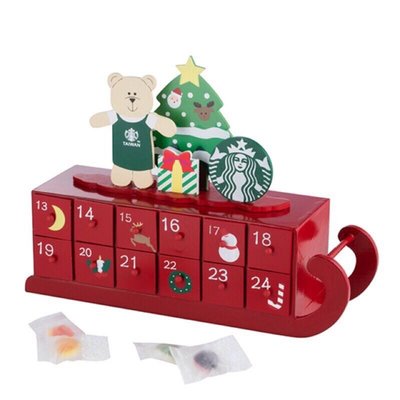耶誕日曆軟糖 星巴克 木盒 倒數熊木盒 星巴克木盒 星巴克收納盒 倒數盒 耶誕日曆 年曆 桌曆 月曆