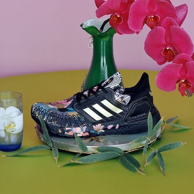 【豬豬老闆】ADIDAS ULTRABOOST 20 SHOES 黑 花卉 刺繡 休閒 運動 女鞋 FW4310