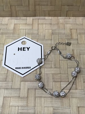 （全新）韓國HEY－Ｓ925雙繩滿鑽珠珠手鍊