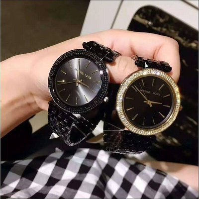二手全新原廠公司貨MICHAEL KORS MK手錶 女錶 女時尚鑲鑽黑色紫藍石英女錶 MK3353 MK3322
