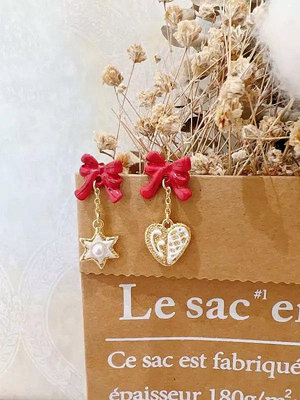 直購#Les Nereides圣誕芭蕾胡桃夾子 星形愛心形耳環耳夾