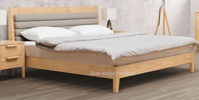 【N D Furniture】台南在地家具-北歐風松木實木原木色灰布床台/5尺雙人床台/床架YH