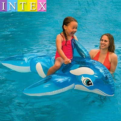 水上設備 游泳 INTEX原裝 58523 透明藍鯨坐騎 水上玩具 兒童玩具 充氣坐騎