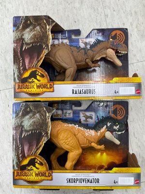 10/12前 MATTEL Jurassic World侏羅紀世界- 咆哮發聲恐龍-rajasaurus勝王龍/skorpiovenator 蠍獵龍