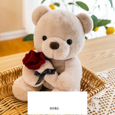 熱銷 可愛玫瑰花泰迪抱抱熊公仔毛絨玩具小熊布偶娃娃送女孩情人節禮物-