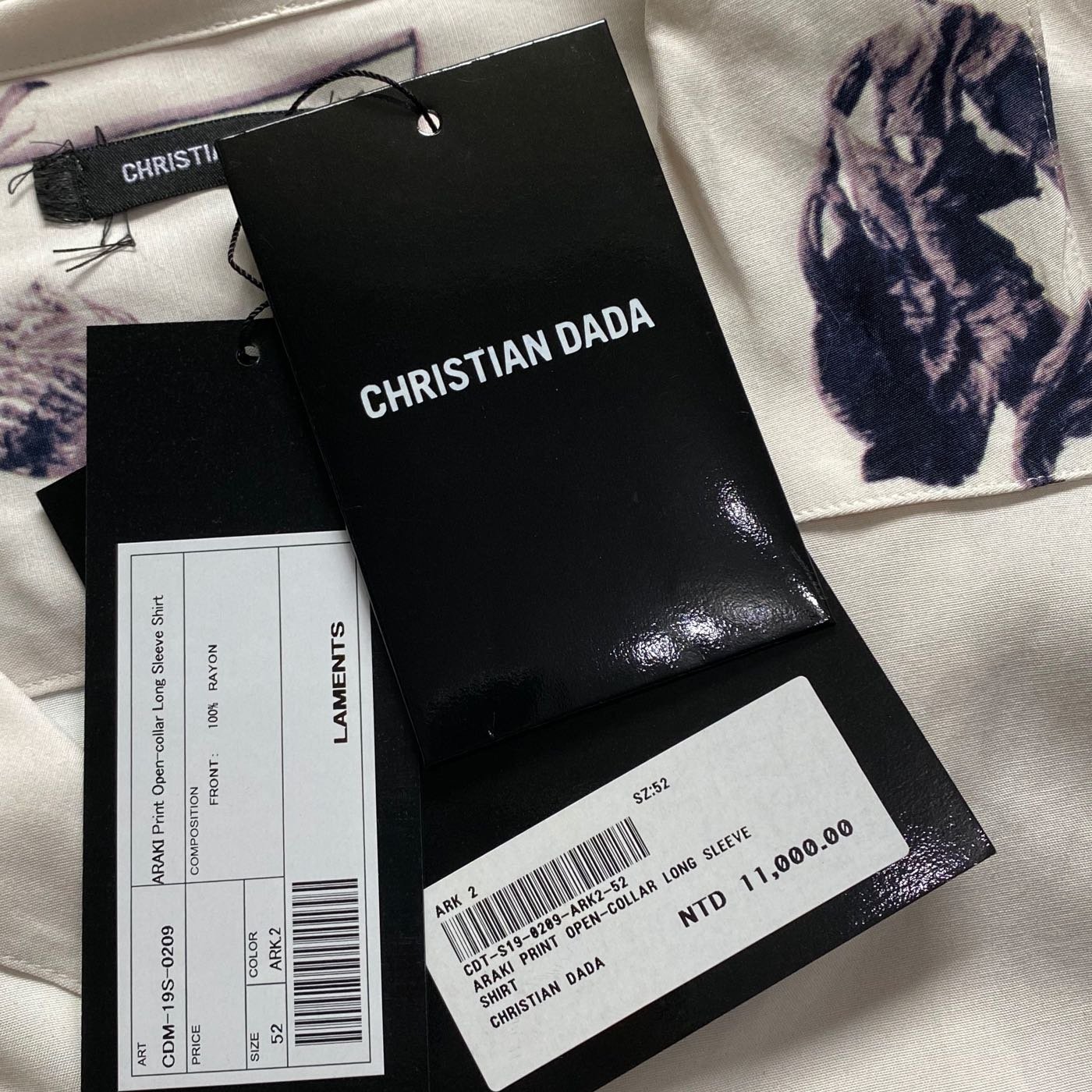 CHRISTIAN DADA 2019SS ARAKI PRINT OPEN-COLLAR SHIRT 照片長袖襯衫枯