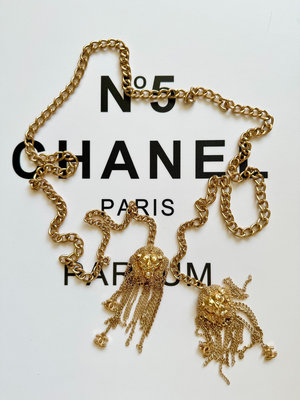 香奈兒法國回流Chanel vintage中古獅子流蘇腰鍊毛衣鍊項鍊
