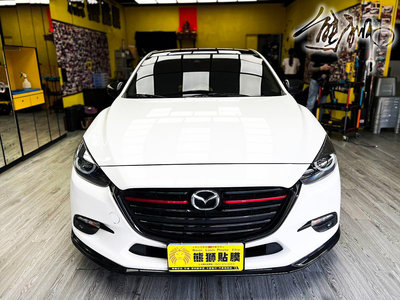 【熊獅貼膜】Mazda 3 車頂3M2080 G12亮黑 大燈PVC透明犀牛皮 尾燈PVC微燻黑 油箱蓋客製化設計 細紋修復