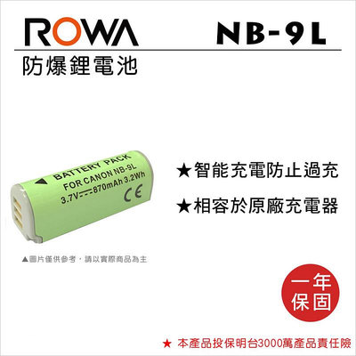 【老闆的家當】ROWA樂華 Canon NB-9L 副廠鋰電池