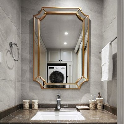 【熱賣精選】 美式輕奢浴室鏡壁掛衛生間梳妝鏡酒店KTV裝飾鏡子立體衛浴鏡
