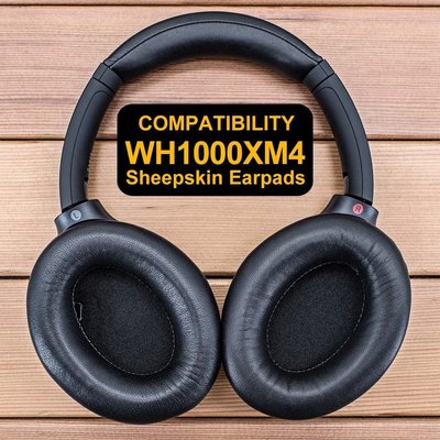 gaming微小配件-Wh-1000xm4 羊皮皮革耳墊適用於 SONY WH-1000XM3 XM4 WH1000XM4 耳機皮套附安裝卡扣-gm