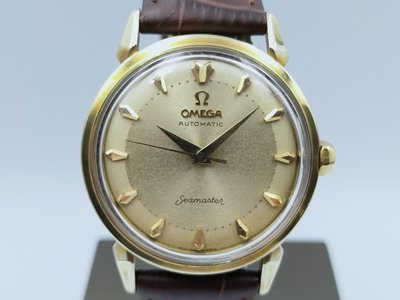 【發條盒子A3071】Omega 歐米茄 金面14K金套金 自動上鍊 經典皮帶款 男仕腕錶