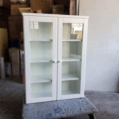 美生活館 鄉村風 全紐松 純白色 雙門 玻璃展示櫃 收納櫃 書櫃 置物櫃 壁櫃 也可修改尺寸顏色再報價