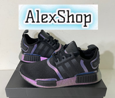 艾力克斯 ADIDAS ORIGINALS NMD_R1 男 FV8732 黑編織 紫反光 襪套休閒慢跑鞋 ㄇ8