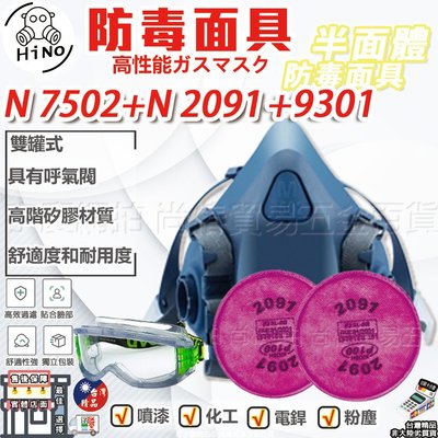 刷卡分期 外銷日本HINO｜N7502+N2091+9301｜CN款 防毒面具 超越N95 非平面口罩