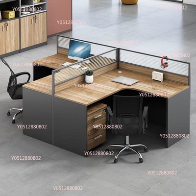 l型工位辦公桌椅組合屏風辦公室員工職員4/6四人位簡約現代電腦桌#小鹿妹-#-可樂