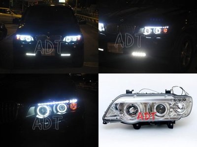 ~~ADT.車燈.車材~~BMW X5 SMD燈眉 CCFL光圈魚眼大燈一組  燈眉跟光圈顏色可以自訂