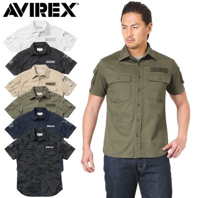 TSU 日本代購 AVIREX  6175093 S/S FATIGUE KHAKI SHIRT 軍裝 短袖 襯衫