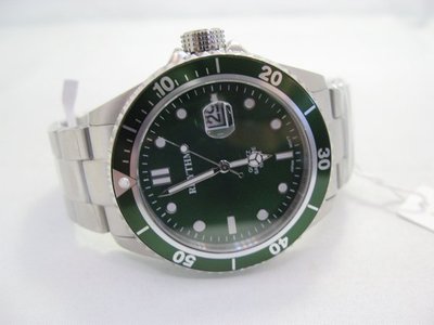 日本RHYTHM WATCH 綠水鬼超霸100米水晶防刮鏡面石英鋼帶腕錶 型號:RQ1603S03【神梭鐘錶】