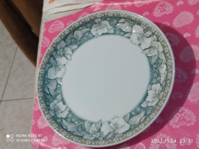日本製 美濃燒瓷盤（彩釉立體花）